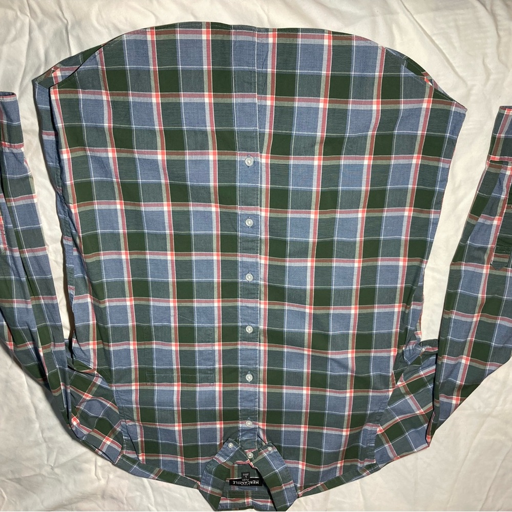 J. Crew Men's Plaid Button-Down Shirt in Green, Blue and Red